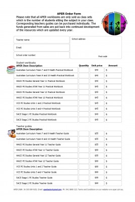 APER Order Form (prices apply before Dec 1)